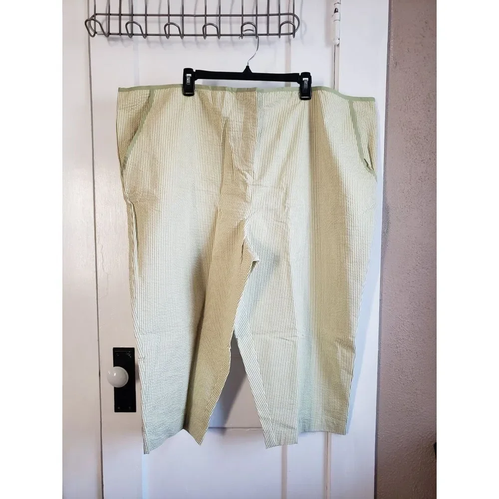 NWOT‎ LizClaiborne women 2pcs park green stripe jacket 3X w/Capris   28W